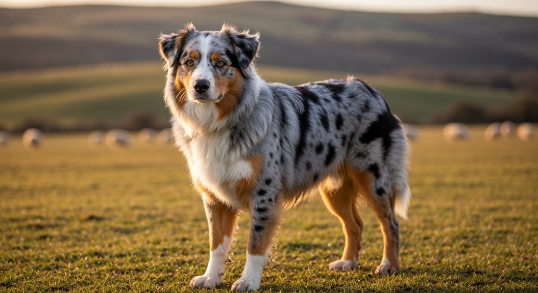 intelligent arbeitender merle gemusterter hütehund